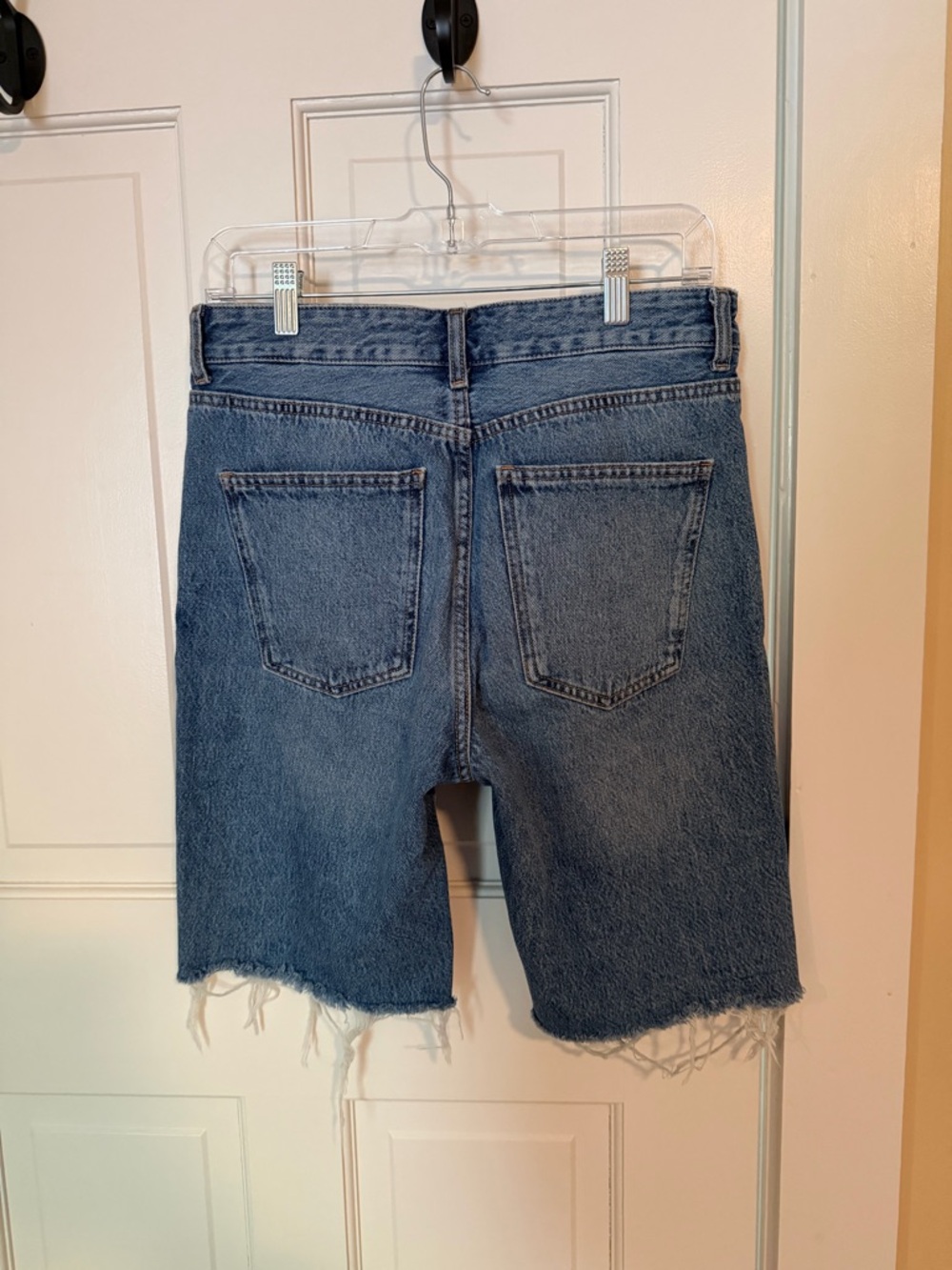 Mango Denim Bermuda Shorts with Frayed Hem - Picture 4 of 12
